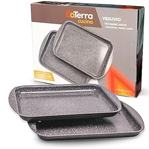 Vesuvio Ceramic Coated Baking Sheet/Cookie Sheet Twin Pack – Natural Nonstick / 16.1 X 11.7 inch