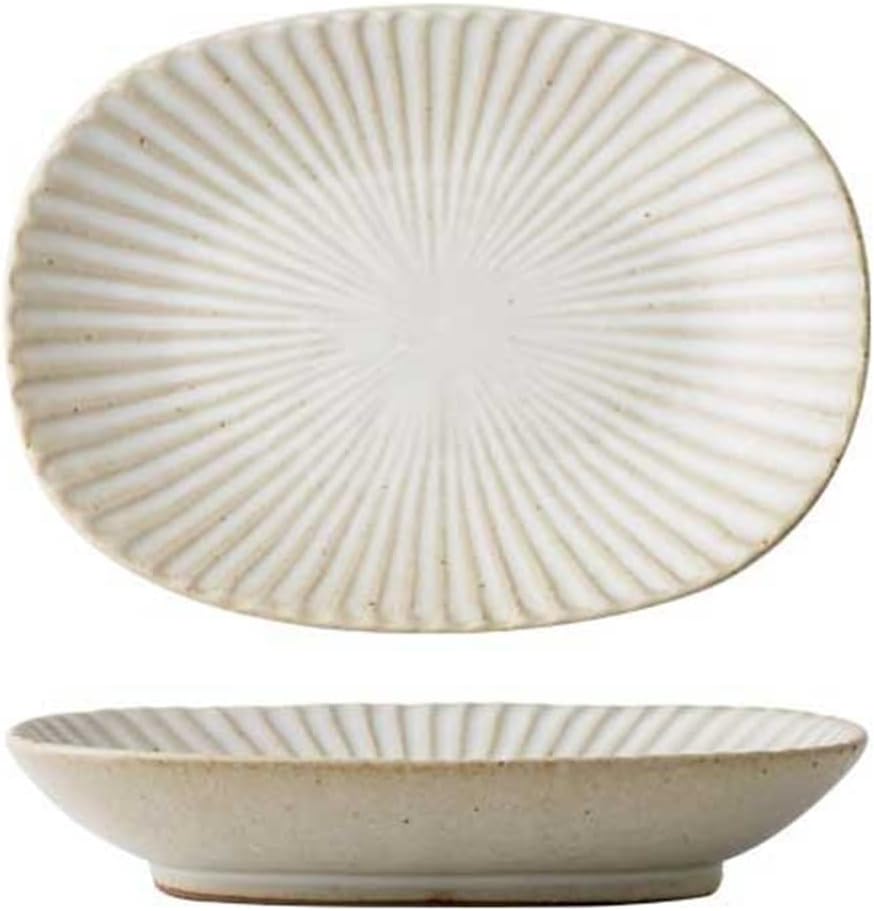 Ceramic plates,dessert plates,Breakfast Plate Vintage 6.1in Oval Dish Plate Household Ceramic Sushi Plate Dessert Plate Handmade Plate Dinner Plates