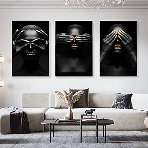 Lienzo de arte africano negro y dorado ideal para regalar en inauguraciones