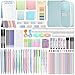 YIBONIKA 147 PCS Aesthetic Stationery Supplies with Blue Pen Case & Notebook, 12 Pastel Highlighters, 3 Erasable Pens, 5 Black Pens, 6 Mechanical Pencils, Stationery Set College Essentials