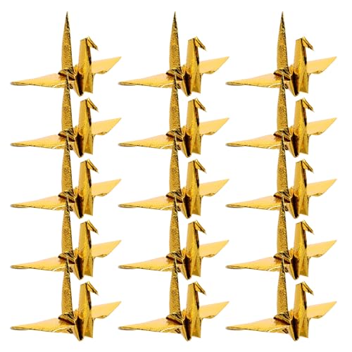 DOITOOL 50 Pièces Lustre en Papier Origami Fait Main, Grues Dorées 10 Cm Légères et Faciles à Suspendre pour Décoration Chambre et Petits Espaces
