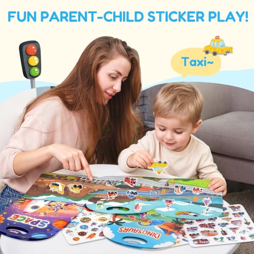 JoyCat Wiederverwendbares Stickerbuch, Dinosaurier, Fahrzeuge, Weltraum – Ansicht 8