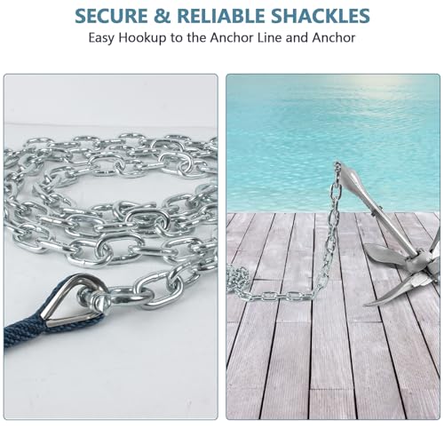 ORLANG Corrente de âncora de aço galvanizado, corrente de âncora de barco de 5/40.6 cm x 1,5 m, corr