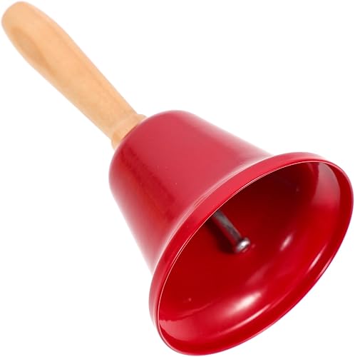 Campana de mano de Navidad, 1 unidad, campana de llamada de mano de Navidad con mango de madera, campana de mano sólida para decoración de cena de
