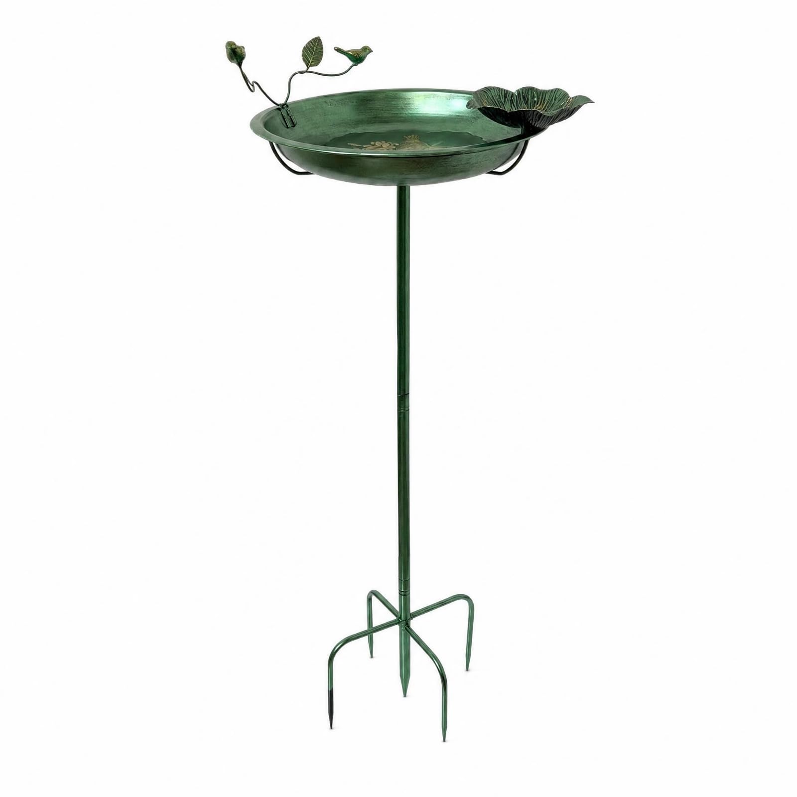 Colcolo Birdbath Feeder Vogelbad Vogeltränke Vogelhaus Vogelstation aus Eisen mit Hoher Einschubstange Und Blattförmigem Futtercup für Lockende Anziehung für Hof Blumenrabatte Balkon