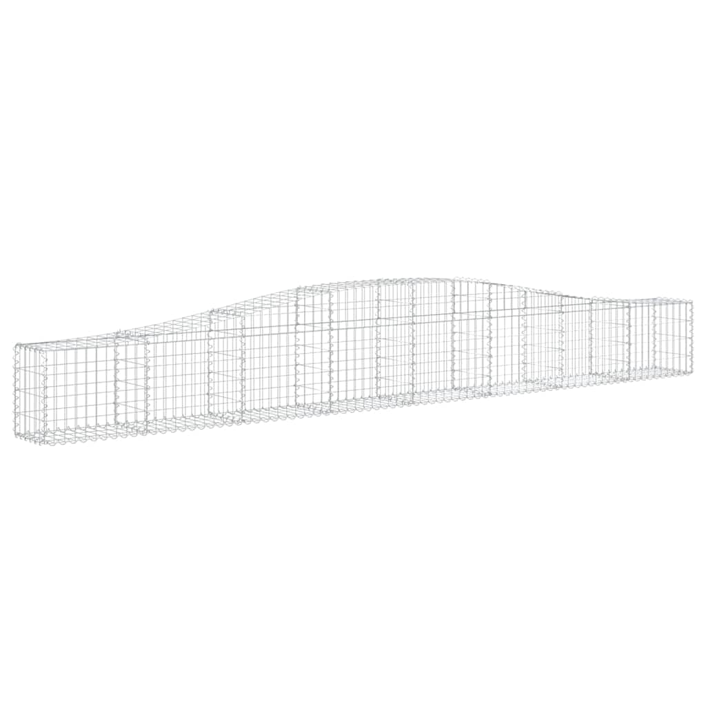 Cestas de gavión (10 unidades, 400 x 30 x 40/60 cm, hierro galvanizado, diseño de arco alto, duradero, protección contra el viento y la privacidad, para jardín, terraza, balcón, pasillo