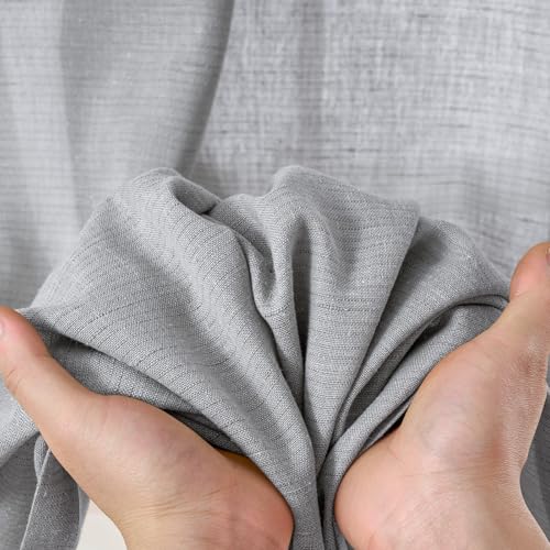 Image of jinchan Linen Curtains 72 Inch Light Filtering Grommet 2 Panels Grey