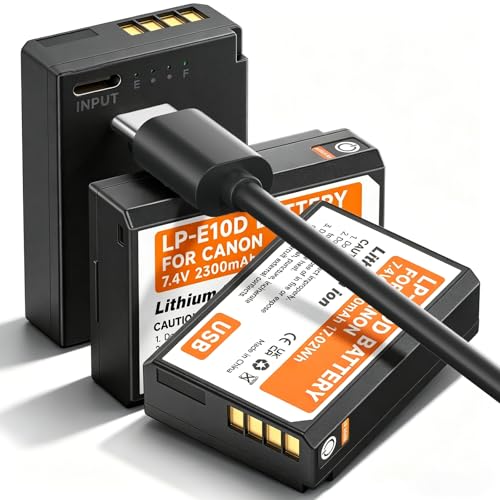 Mspalocell 3 Pack LP-E10 Battery USB Direct Charging for Canon EOS Rebel T3, T5, T6, T7, Kiss X50, Kiss X70, EOS 1100D, EOS 1200D, EOS 1300D, EOS 2000D Digital Camera