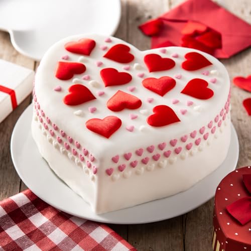 Puyeipt 10 Inch Heart Shaped Cake Pans, 2 Pack Nonstick Silicone Heart Baking Molds for Cakes, Cheesecakes and Brownies (Red)