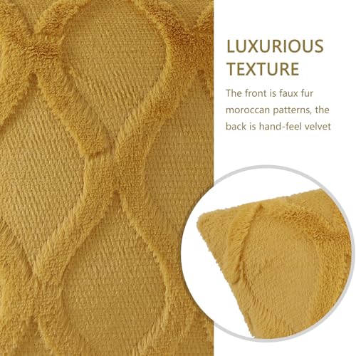 decorUhome Summer Throw Pillow Covers 16x16 Inch Set of 2, Soft Plush Faux Fur Wool Mustard Yellow Accent Couch Pillow Covers for Modern Farmhouse Bed Sofa Living Room by decorUhome - Image 2