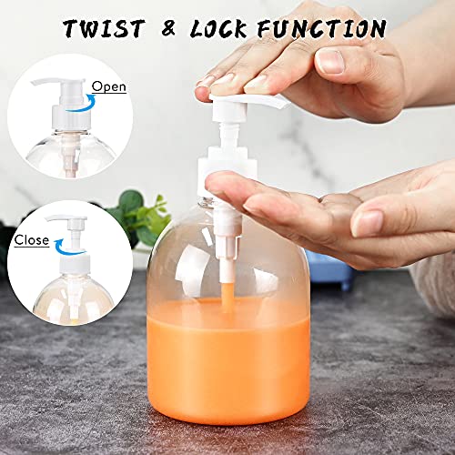 3PCS Plastik Seifenspender, 500ml Leere Pumpflasche Nachfüllbare Shampooflaschen mit Silikon-Trichter & Etiketten Lotionspender Leer Flaschen für Küche Bad Flüssigseife Shampoo Conditioner Duschgel