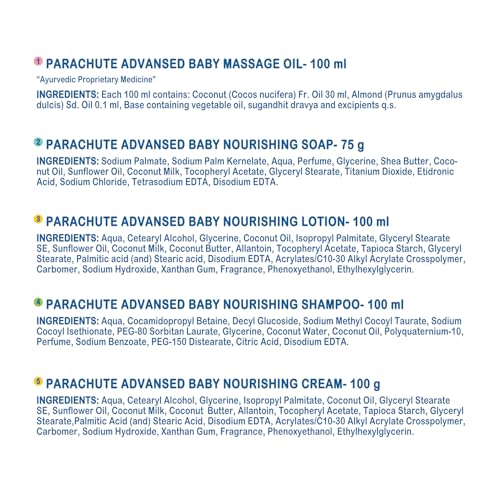 Image of Parachute Advansed Baby Gift Pack with New Born Baby Essentials| 100% Virgin Coconut Oil | Pack of 6 with Milestone Booklet
