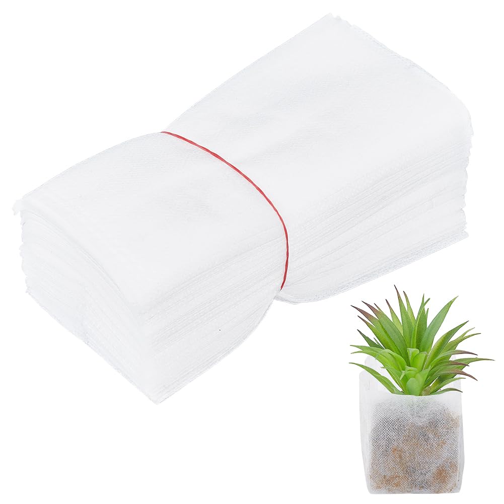 BENECREAT 400PCS Non Woven Nursery Bags for Plants, 150x75mm/5.9x3 inch Plant Grow Bags, Seedling Pots Fabric for Indoors Outdoors Vegetable Flower Planting โ image 1