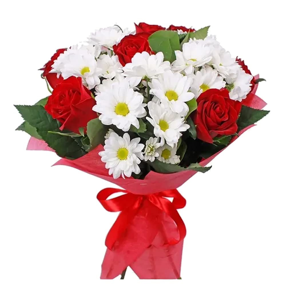 Red Rose and White Chrysanthimum Bouquet-picture-33