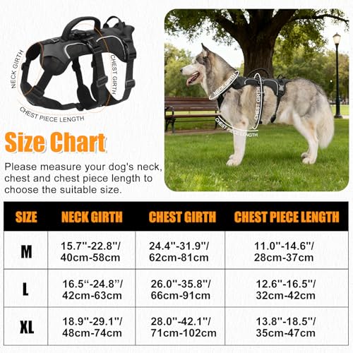 Ledeak Arnés para Perros a Prueba de Escape, Arnés de 3 Puntos Antiescape Antitirones, Chaleco Reflectante Ajustable con Mango, Chaleco Acolchado Ajustable para Perros Medianos y Grandes (Negro, XL) - imagen 6