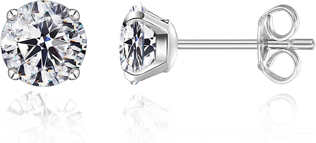 Hypoallergenic G23 Titanium Earrings, F136 Implant Grade Pure Titanium, Suitable for Sensitive Ears with Birthstone Crystals CZ Simulated Diamonds