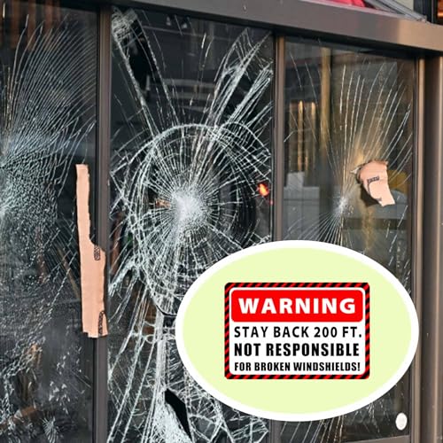 Image of Warning Stay Back 200Ft Stickers Not Responsible for Broken Windshields Truck Sticker Sign 5 Pcs Car Safety Vinyl Decal For Construction Truck End Dump Truck 12 x 8 Inch