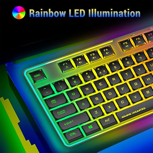 Image of Ant Esports KM730 Pro Gaming Wireless TKL Keyboard Mouse Combo Rechargeable RGB Backlit Tenkeyless Compact 87 Keys 6 Button for Computer Laptop PS4 PS5 - XP /7 /8 /10 iMac MacBook Xbox one X - Black