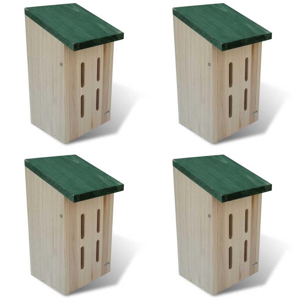 Schmetterlingshaus 14 x 15 x 22 cm, 4er-Set aus stabilem Holz, Nistkasten für Garten, Nisthilfe für Schmetterlinge, Insektenhotel Set