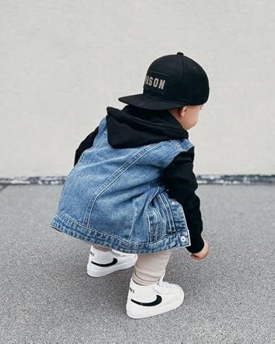 Tinxiea Kids Toddler Baby Denim Jackets Button Down Jeans Coat Ripped Top Fall Cowboy Outwear Clothes For Girls Boys Casual (Hoodies Blue, 18-24 Months) #TOP2