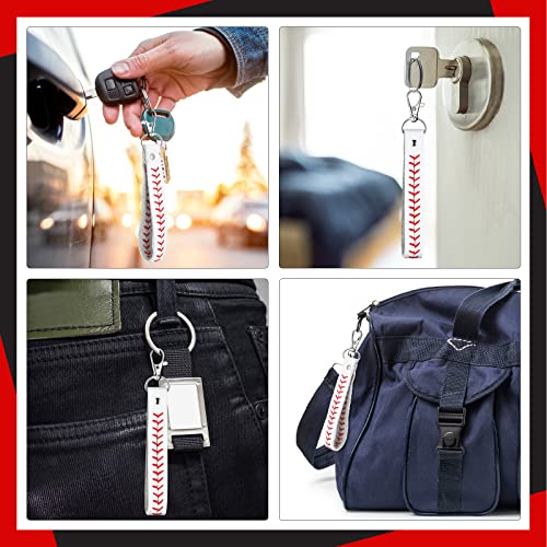 Inbagi 6 Pcs Leather Baseball Keychains For Boys White Seamed Keychain Sports Softball Keychains Baseball Gifts For Boys Wristlet Strap Keychain For Car Purse Accessories Players Sports Team Souvenir #TOP5