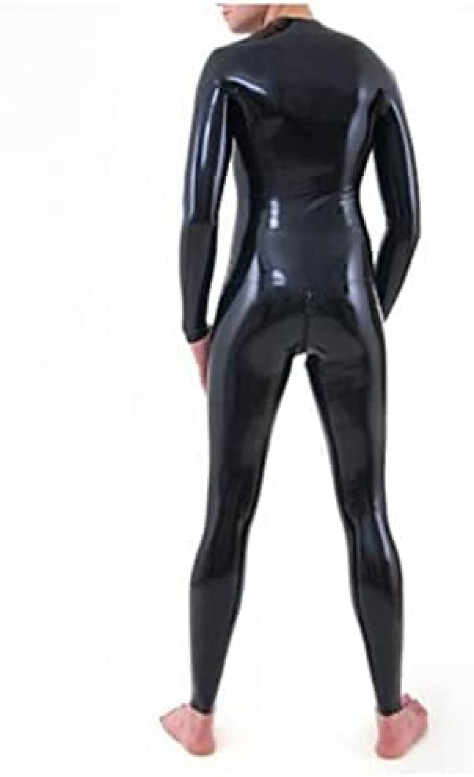 Amazon.co.jp: ラテックスキャットスーツフロントジッパー男性用タイト