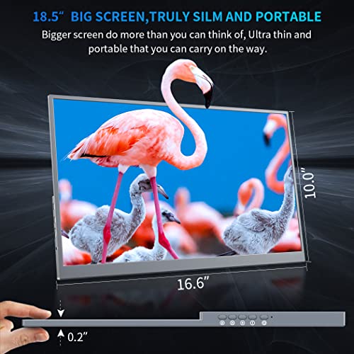 Image of Portable Monitor 18.5 inch,300cd /m 100% sRGB, 1080P FHD IPS Portable Big Screen with Stand,HDMI & Type-C Ports External Display for Laptop Mini PC Mac Xbox Switch PS5 Phone