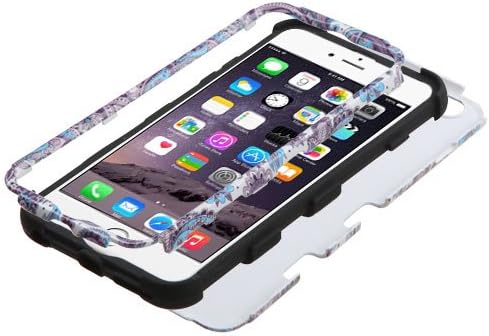 Kaleidio Case Compatible For Apple iPhone 6 Plus / 6S Plus (5.5") [TUFF] Armor Dual Layer Hybrid Case [Includes a Overbrawn Prying Tool Stylux Stylus/Pen Dust Plug Combo] [Blue Purple Paisley]