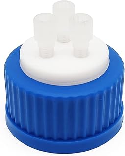 Pastein Blue GL45 Stay Solvent Safety Caps with Holes, Peek OD Tubing