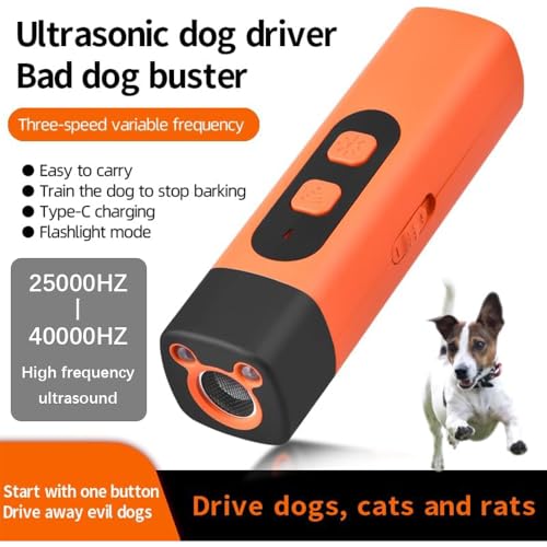 Anti Bell Gerät Hunde, Ultraschall Hundeabwehr, Wiederaufladbar Antibell Ultraschall Gerät, Antibell Ultraschall Gerät mit 3 Einstellbaren Frequenzen LED-Taschenlampe, Bellstopp für Hunde