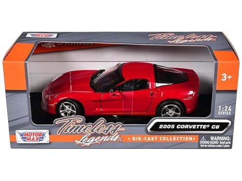 2005 Chevy Corvette C6 Coupe Red 1/24 Diecast Model Car by Motormax 73270