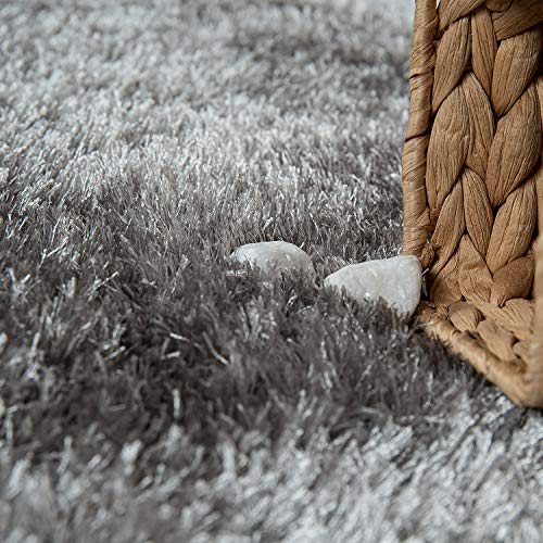 Image of Tauhid Carpet Handmade Super Soft Shag Carpet Rug Microfiber Area Carpet Rug for Living Room, Bedroom, Home Decor 3x5 Feet Self Design 3D Pattern Grey Modern