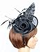 AM CLOTHES Fascinators for Women Flower Feather Headband Hat Fascinator Wedding Headwear 9011BLACK