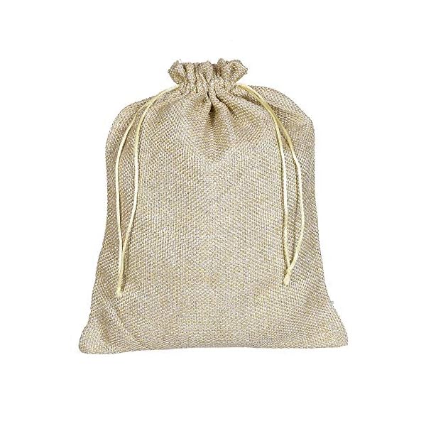 Kuber Industries Jute Potli Bags for Return Gifts with Drawstring|Pack of 4 (Gold) - Image 5