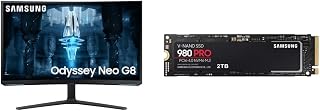 Samsung 32" Odyssey Neo G8 4K UHD 240Hz 1ms G-Sync Curved Gaming Monitor & Samsung 980 PRO SSD 2TB PCIe NVMe Gen 4 Gaming M.2 Internal Solid State Hard Drive Memory Card