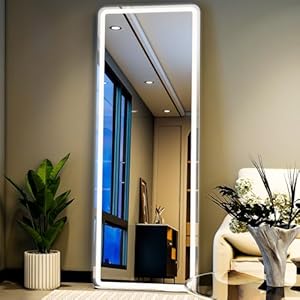 Full Length Mirror with LED Lights – 64″x 21″ LED Mirrors Full Length Floor Mirror Full Body Mirror for Bedroom Wall Mounted Free Standing