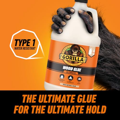 Image of Gorilla Wood Glue Ultimate, Waterproof High‑Strength Wood Glue, Natural Dry Finish, 1 Gallon