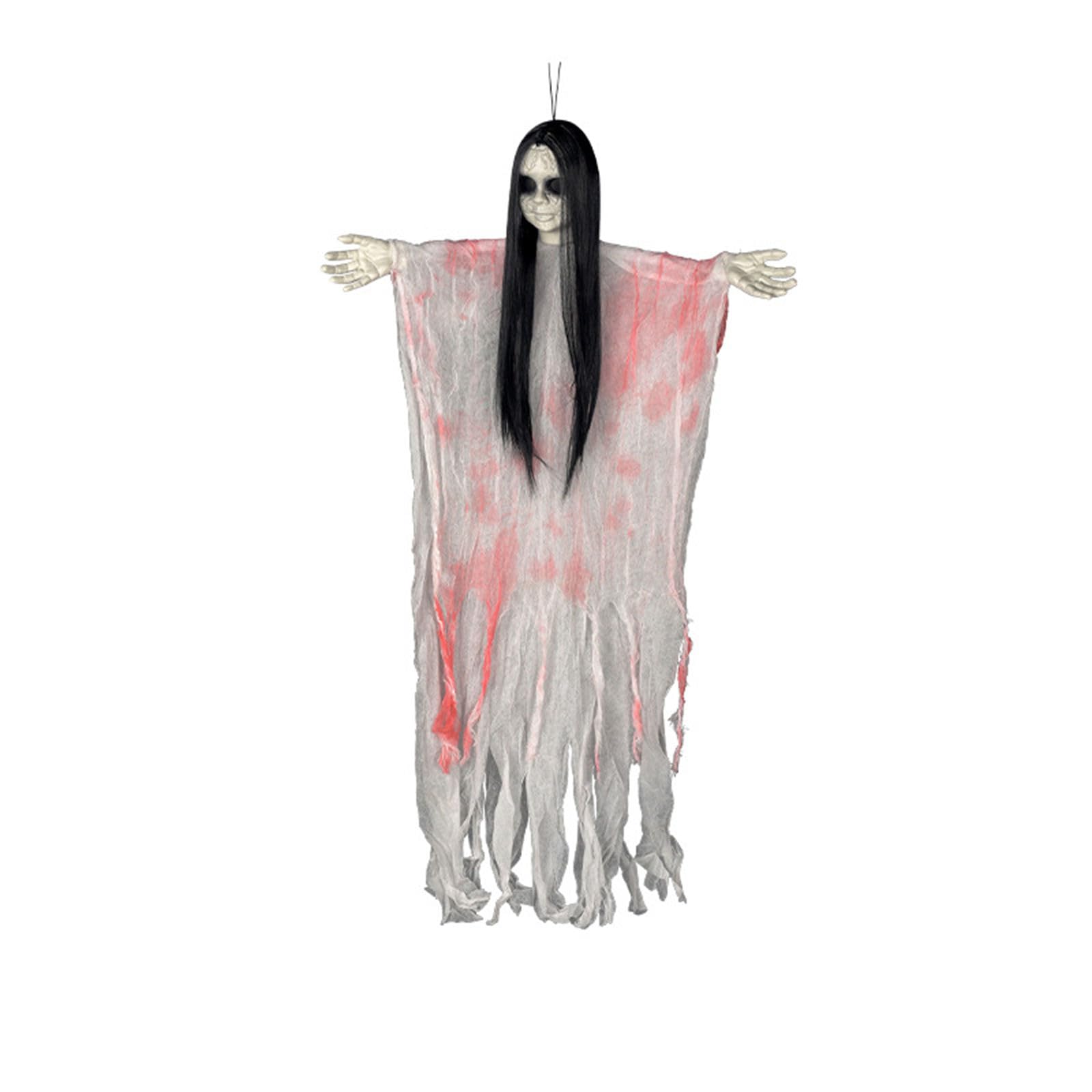 Mekalero Glowing Witch Skeleton Hangings Specters Decoration for Halloween Party Indoor Outdoor Decor with LED Lights Recyclable Witch Skull Decoration