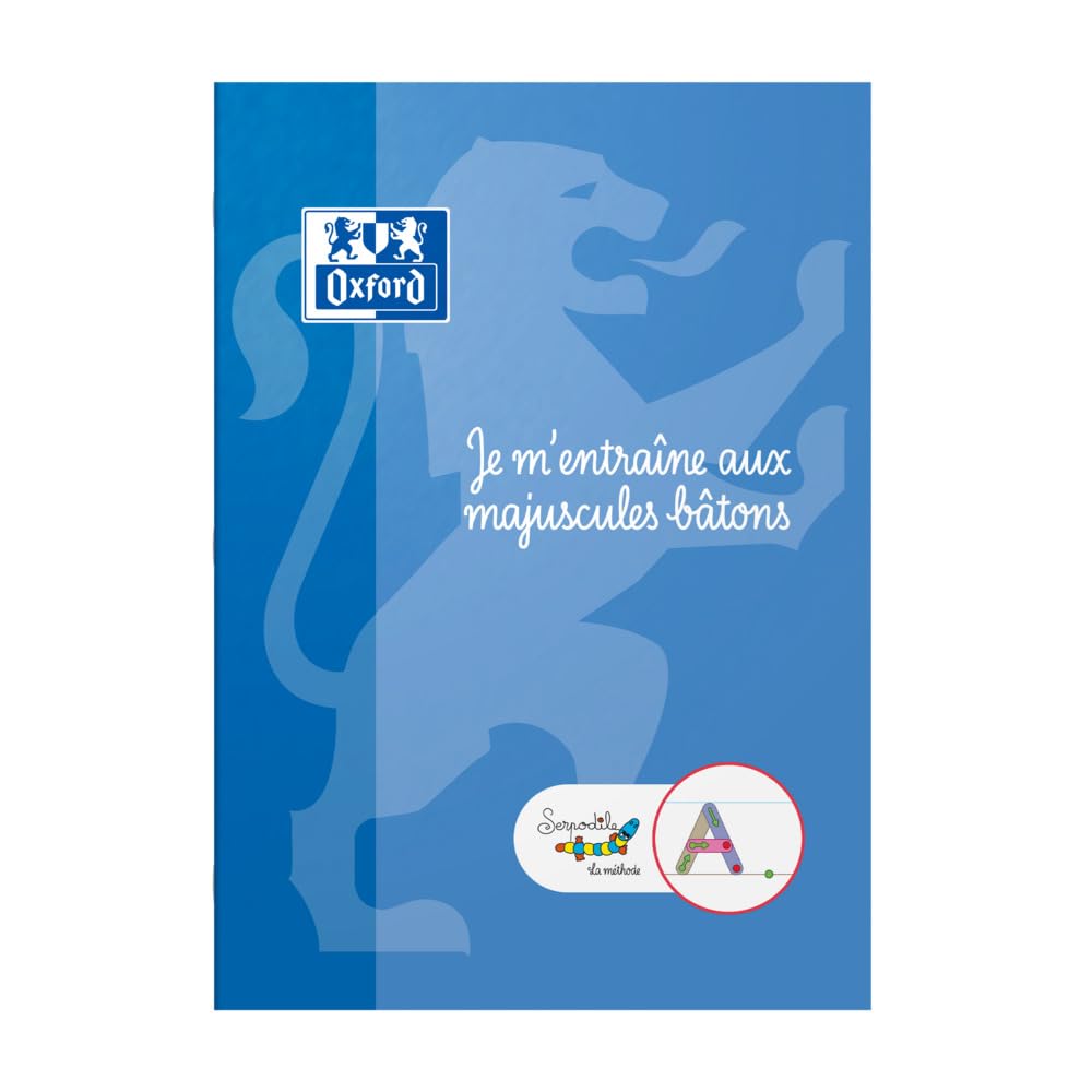 Oxford Serpodile Cahier DYS A4 d'Entrainement Majuscule Baton 48 Pages MS-GS