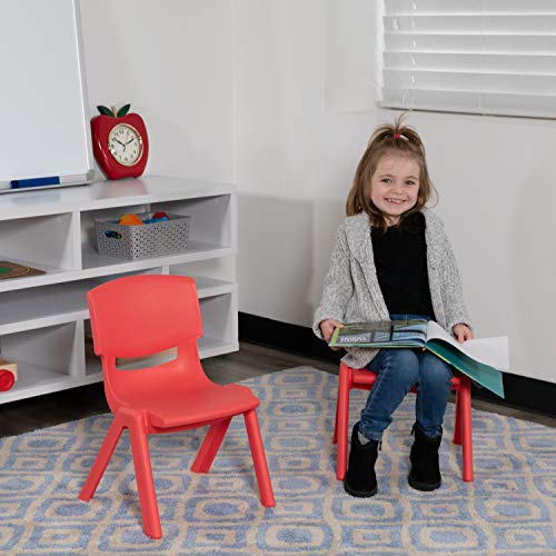 Image of Flash Furniture Whitney 2 Pack Red Plastic Stackable School Chair with 10.5'' Seat Height