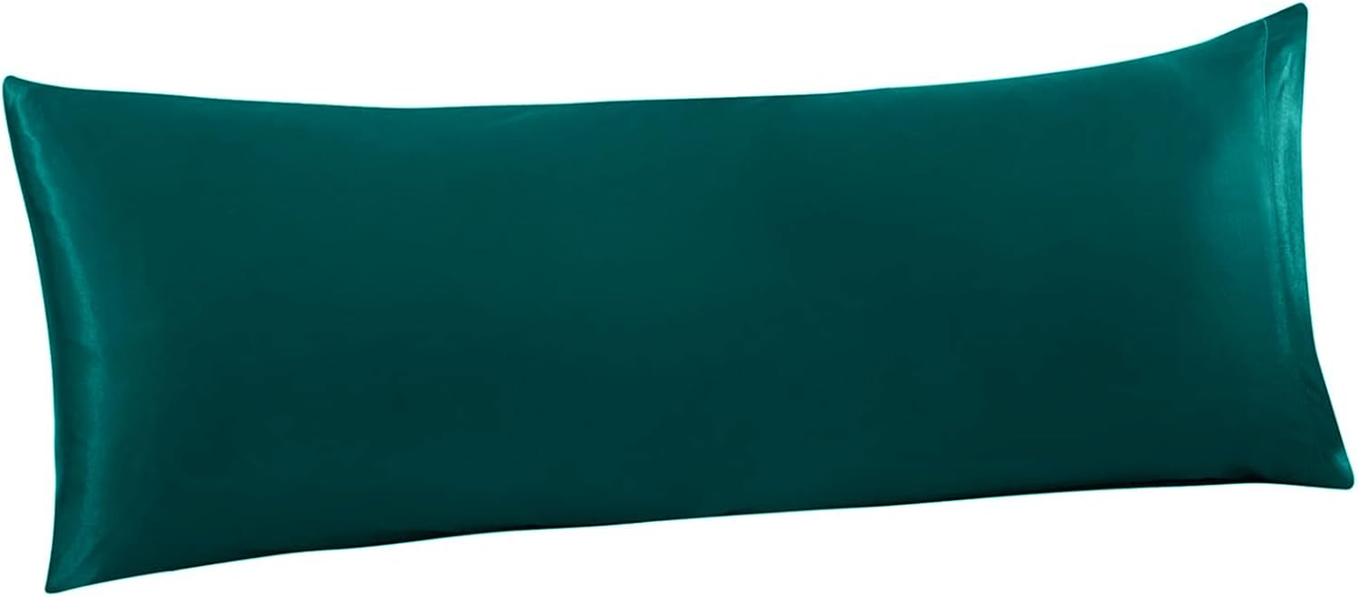 Ersmak Satin Body Pillow Cover, 20x54 Inches Teal Ultra