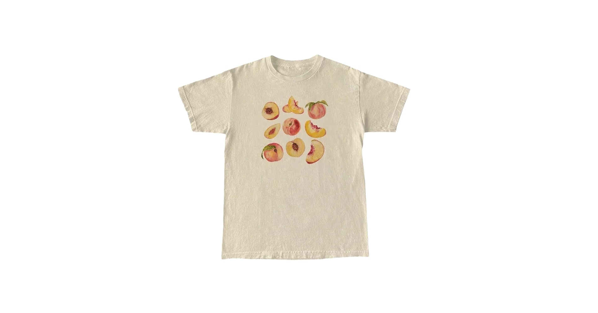 Vintage Peaches Printed Graphic Tees Summer Women Cute Short