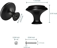 Vista 3 de 6 pomos negros para cajones de tocador, perilla moderna de 1.2 pulgadas para armarios y cajones