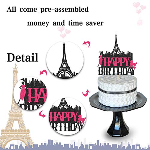 Kapokku Happy Birthday Paris Eiffel Tower Cake Topper For Girls And Women Party Decoration #TOP5