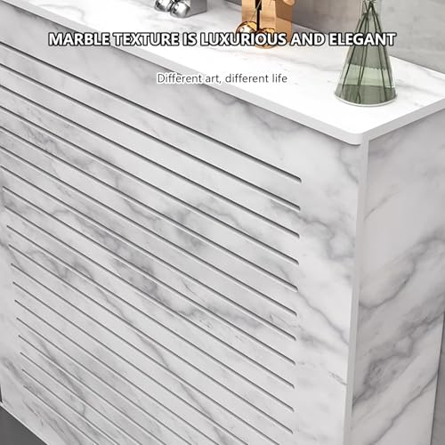 Couvercle de radiateur moderne en MDF blanc | Meuble cache-radiateur à lattes - 3