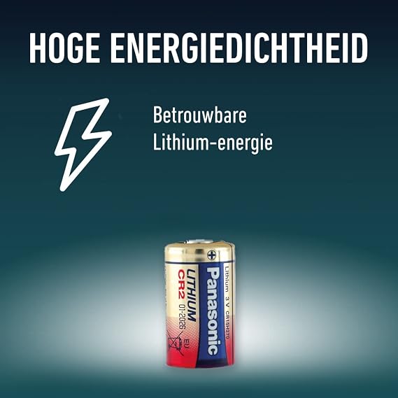 Panasonic CR2 cylindrical lithium battery for high power-consuming lightweight appliances such as smoke alarms, intruder alarm systems, head lamps, cameras, 3V, 10 packs (10 batteries)