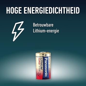 Panasonic CR2 cylindrical lithium battery for high power-consuming lightweight appliances such as smoke alarms, intruder alarm systems, head lamps, cameras, 3V, 10 packs (10 batteries)