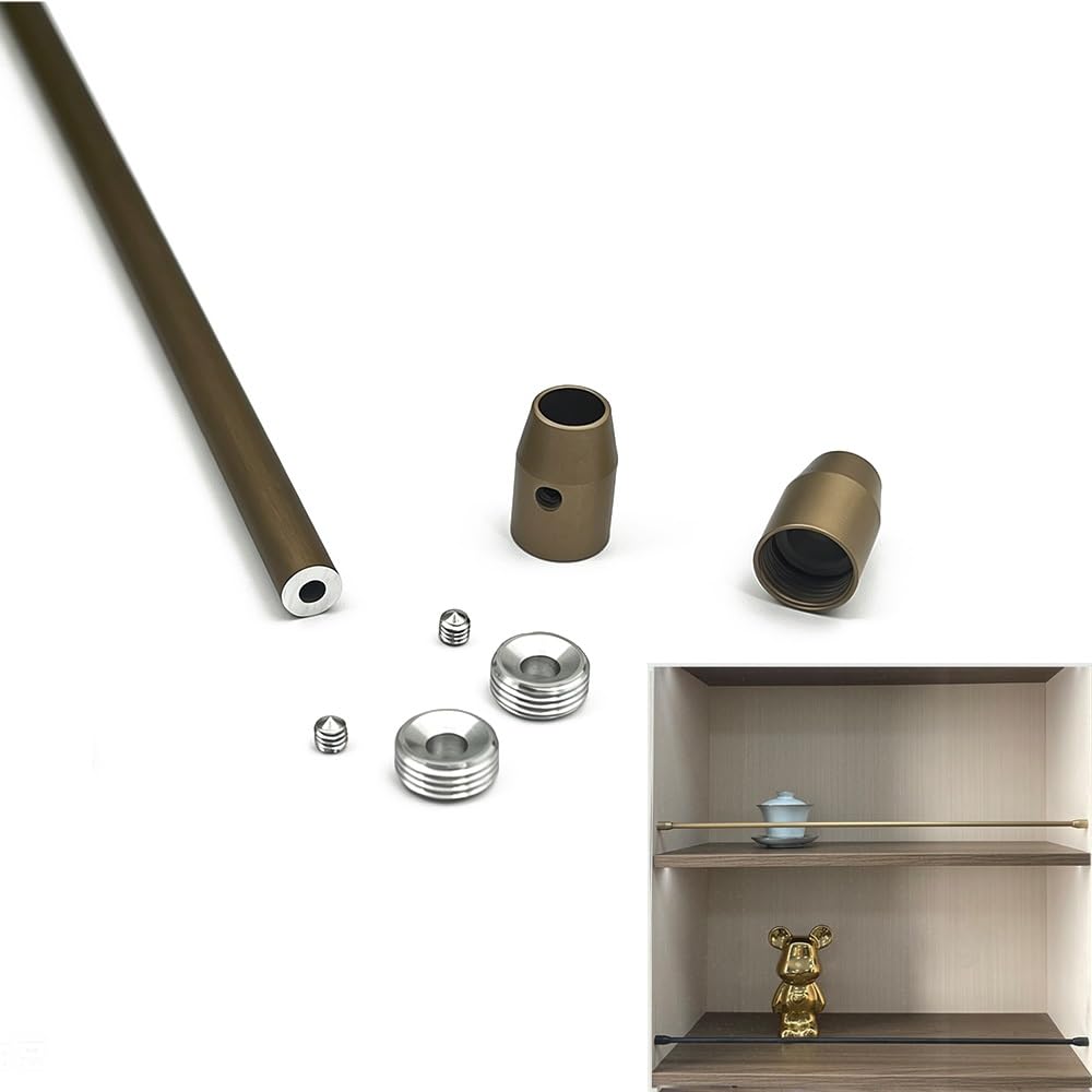 TAJMDGW Bookshelf Gallery Rails for Shelves Metal Guard Fence Bookshelves Front Guardrail Bars Anti-Fall Tipping Shelf Railing Rod for Display Cabinet(Bronze,70cm(27.5"))