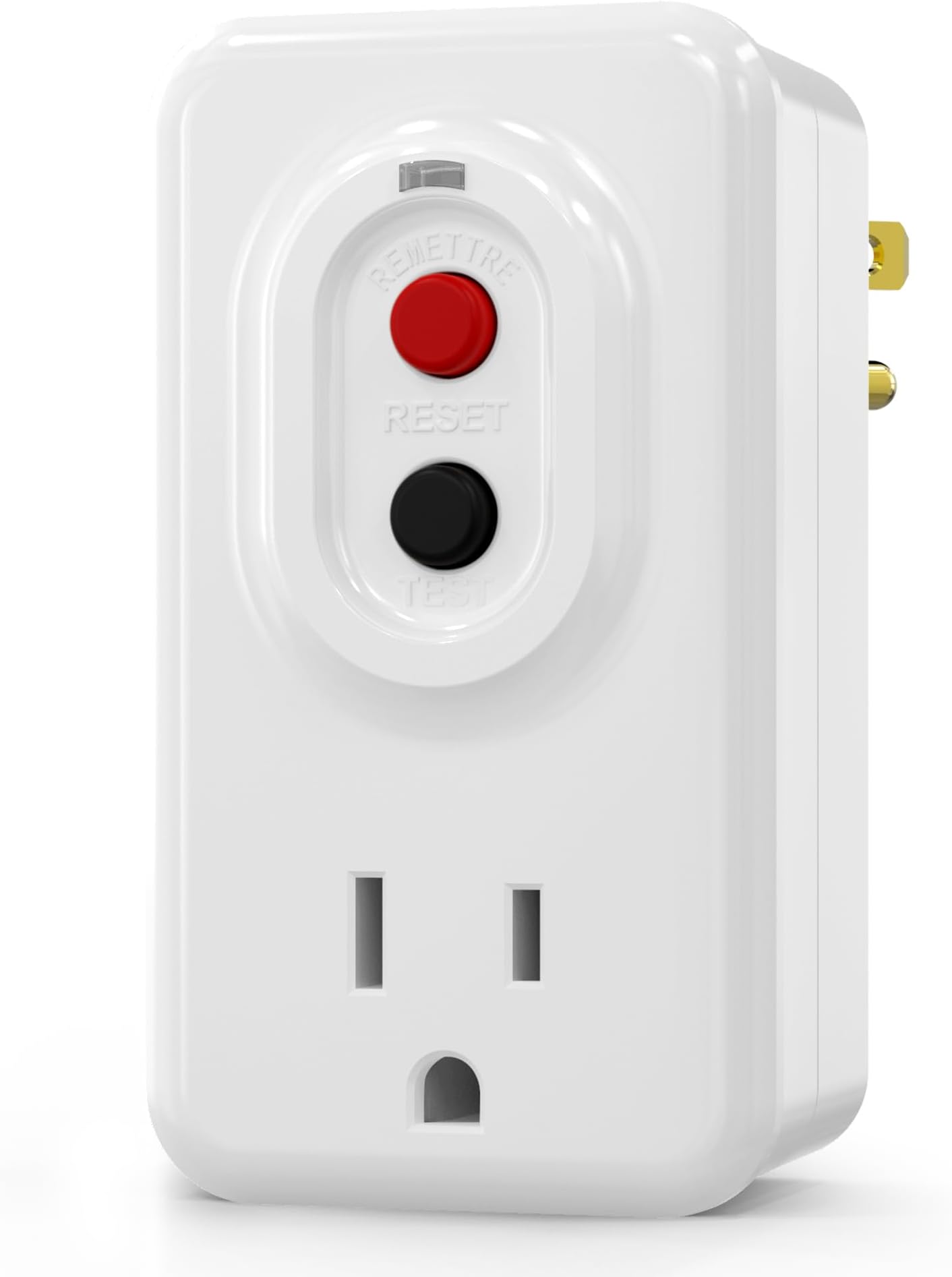 AIDA GFCI Adapter, 15 AMP Single Outlet Grounded 3-Prong GFCI Adapter, for Indoor Use with Manual Reset, UL Listed, White, 1 Pack