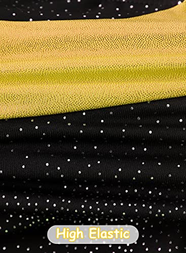 Kaylre Long Sleeve Gymnastics Leotards for Girls 13-14 Years Old Long Sleeve Leotards for Girls Gymnastics Size 12-14 Girls Gymnastics Leotards Tumbling Outfits Biketards, Gold, 170(13-14Y)